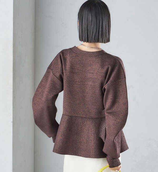 SHIPS for women「* 〈手洗い可能〉ラメ ペプラム バナナ スリーブ カーディガン 24SS ◇」|カーディガン|