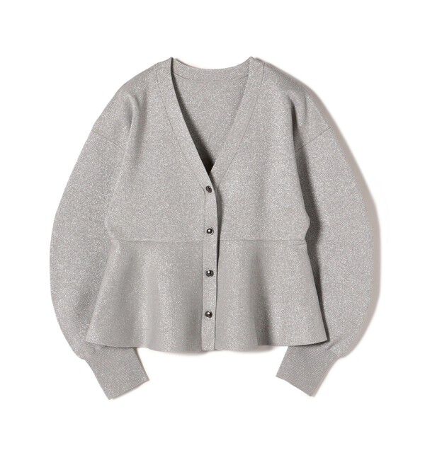 SHIPS for women「* 〈手洗い可能〉ラメ ペプラム バナナ スリーブ カーディガン 24SS ◇」|カーディガン|
