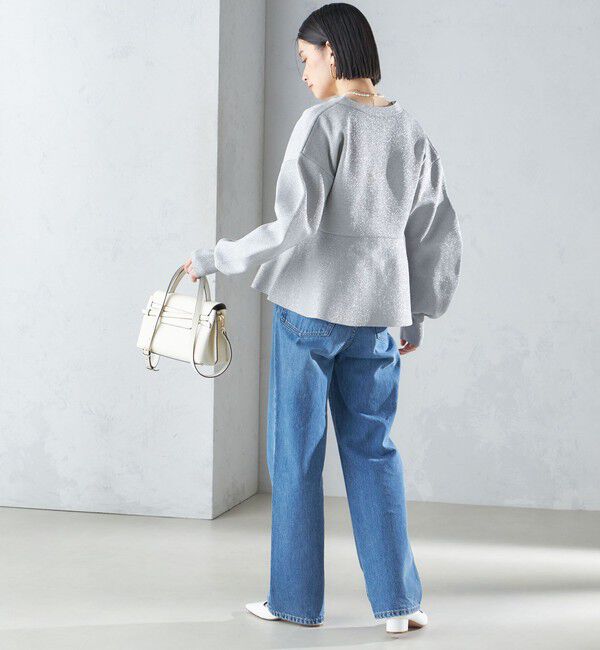 SHIPS for women「* 〈手洗い可能〉ラメ ペプラム バナナ スリーブ カーディガン 24SS ◇」|カーディガン|