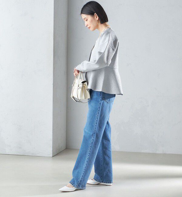 SHIPS for women「* 〈手洗い可能〉ラメ ペプラム バナナ スリーブ カーディガン 24SS ◇」|カーディガン|