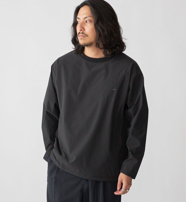 SHIPS「【WEB限定】SHIPS:〈撥水〉SOLOTEX(R) マイクロ SHIPSロゴ プルオーバーシャツ」|Tシャツ・カットソー|ブラック