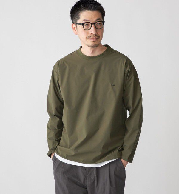 SHIPS「【WEB限定】SHIPS:〈撥水〉SOLOTEX(R) マイクロ SHIPSロゴ プルオーバーシャツ」|Tシャツ・カットソー|オリーブ