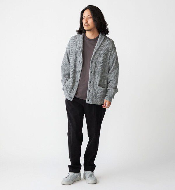 SHIPS「SHIPS:〈手洗い可能〉ウール コットン アラン ショールカラー カーディガン」|カーディガン|