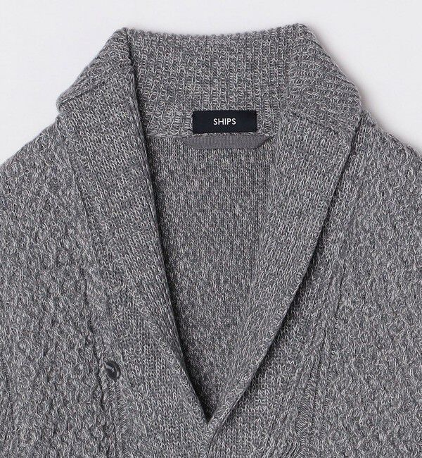 SHIPS「SHIPS:〈手洗い可能〉ウール コットン アラン ショールカラー カーディガン」|カーディガン|