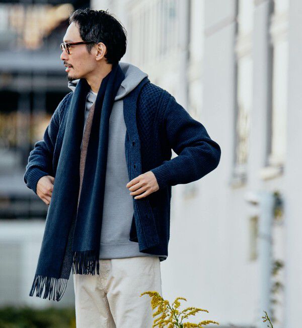 SHIPS「SHIPS:〈手洗い可能〉ウール コットン アラン ショールカラー カーディガン」|カーディガン|