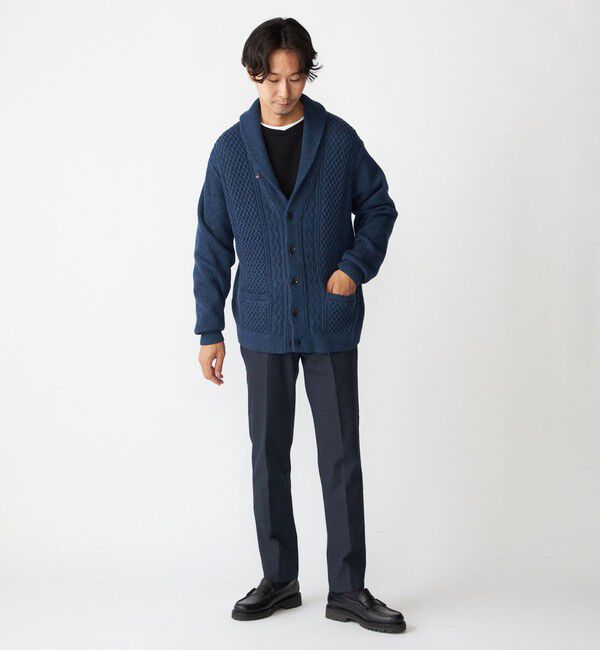 SHIPS「SHIPS:〈手洗い可能〉ウール コットン アラン ショールカラー カーディガン」|カーディガン|