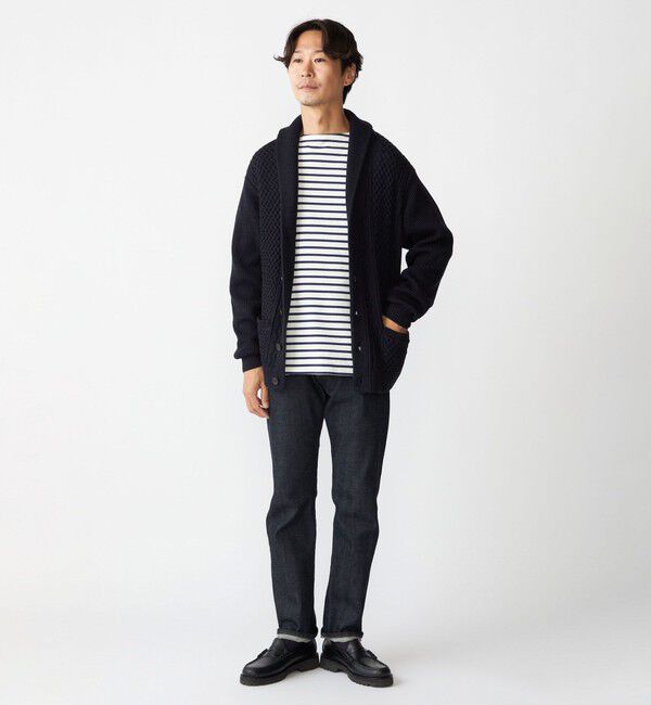 SHIPS「SHIPS:〈手洗い可能〉ウール コットン アラン ショールカラー カーディガン」|カーディガン|