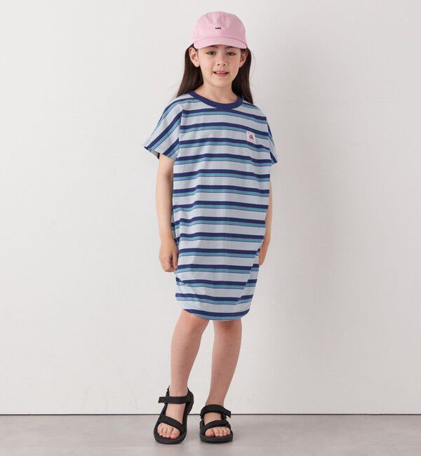 SHIPS any「FRUIT OF THE LOOM: 刺繍 ロゴ カラー ボーダー ワンピース<KIDS>」|ワンピース|
