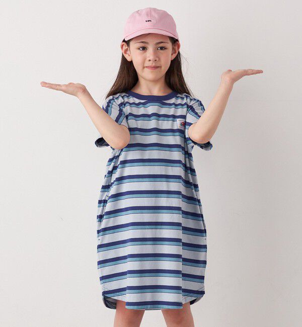 SHIPS any「FRUIT OF THE LOOM: 刺繍 ロゴ カラー ボーダー ワンピース<KIDS>」|ワンピース|
