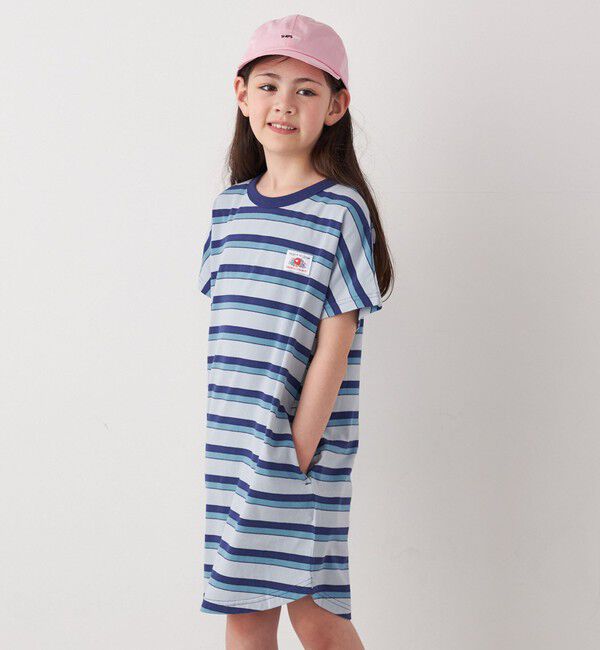 SHIPS any「FRUIT OF THE LOOM: 刺繍 ロゴ カラー ボーダー ワンピース<KIDS>」|ワンピース|