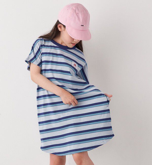SHIPS any「FRUIT OF THE LOOM: 刺繍 ロゴ カラー ボーダー ワンピース<KIDS>」|ワンピース|
