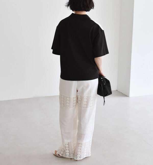 quaranciel「quaranciel:〈洗濯機可能〉カノコ スキッパー デザイン ワイド ポロシャツ」|Tシャツ・カットソー|