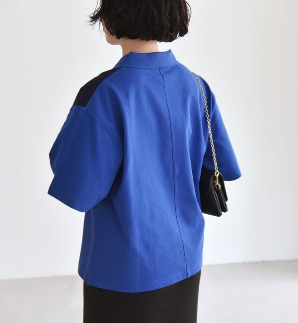 quaranciel「quaranciel:〈洗濯機可能〉カノコ スキッパー デザイン ワイド ポロシャツ」|Tシャツ・カットソー|