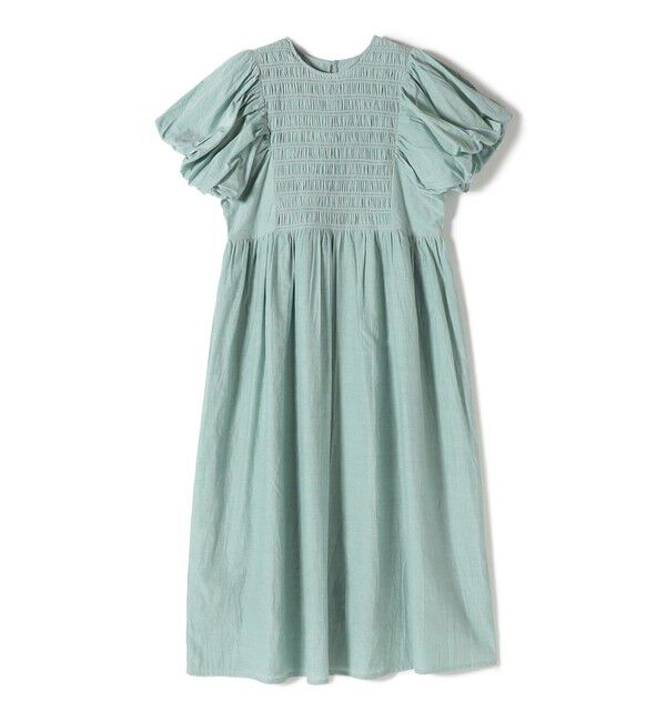 SHIPS Colors 「SHIPS Colors:〈手洗い可能〉キュプラコットン シャーリング ワンピース」|ワンピース|ライトグリーン