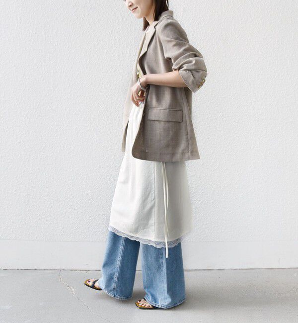 SHIPS for women「《予約》〈洗濯機可能〉ダル サテン 裾 レース スカート」|スカート|