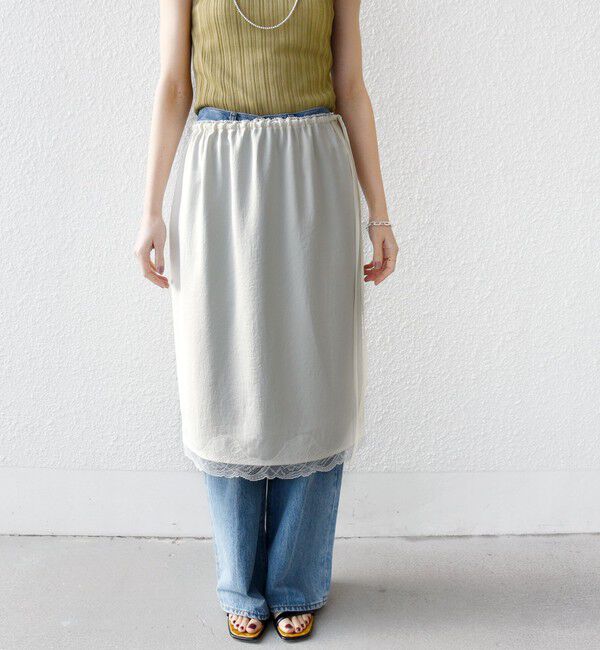 SHIPS for women「《予約》〈洗濯機可能〉ダル サテン 裾 レース スカート」|スカート|