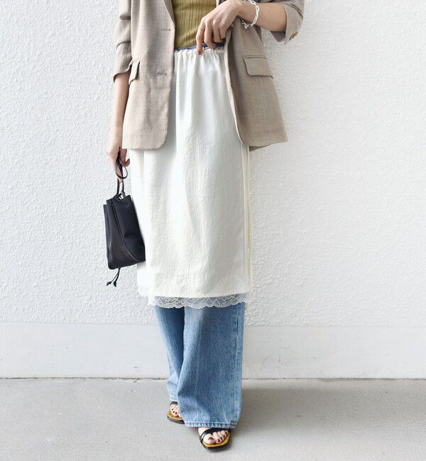 SHIPS for women「《予約》〈洗濯機可能〉ダル サテン 裾 レース スカート」|スカート|