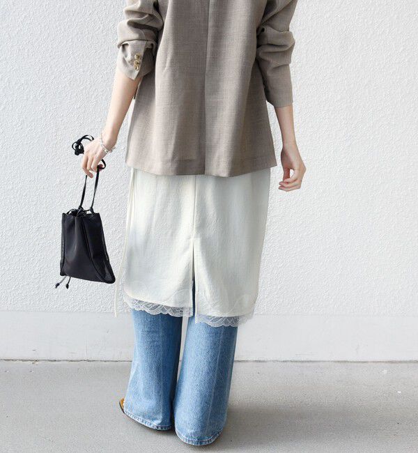 SHIPS for women「《予約》〈洗濯機可能〉ダル サテン 裾 レース スカート」|スカート|