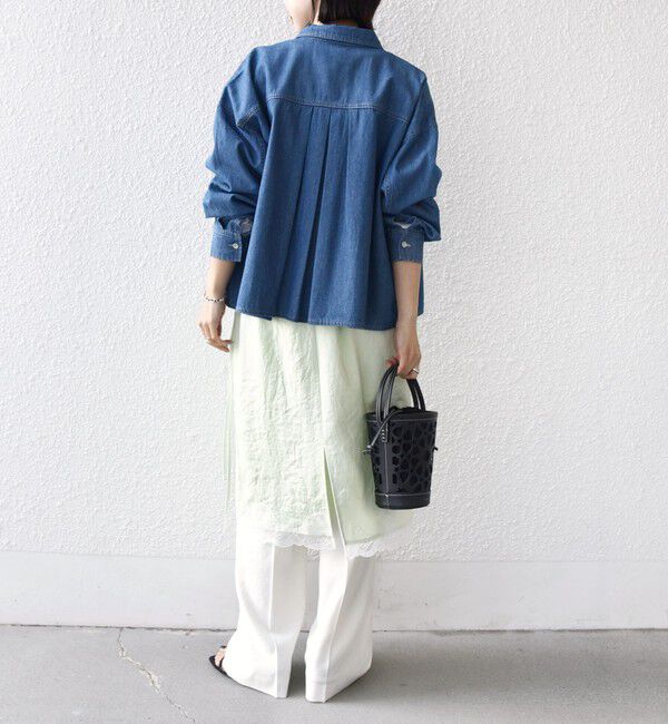 SHIPS for women「《予約》〈洗濯機可能〉ダル サテン 裾 レース スカート」|スカート|