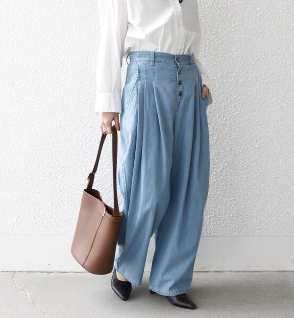 SHIPS any「《予約》SHIPS any:〈洗濯機可能〉ライト デニム バレル タック パンツ」|デニム|