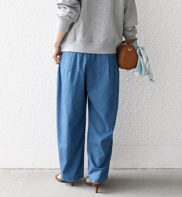 SHIPS any「《予約》SHIPS any:〈洗濯機可能〉ライト デニム バレル タック パンツ」|デニム|