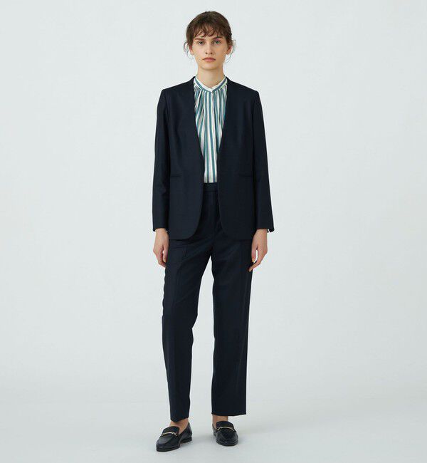 TOMORROWLAND collection「スーパーファインサキソニー ノーカラーフロントホックジャケット」|ノーカラージャケット|