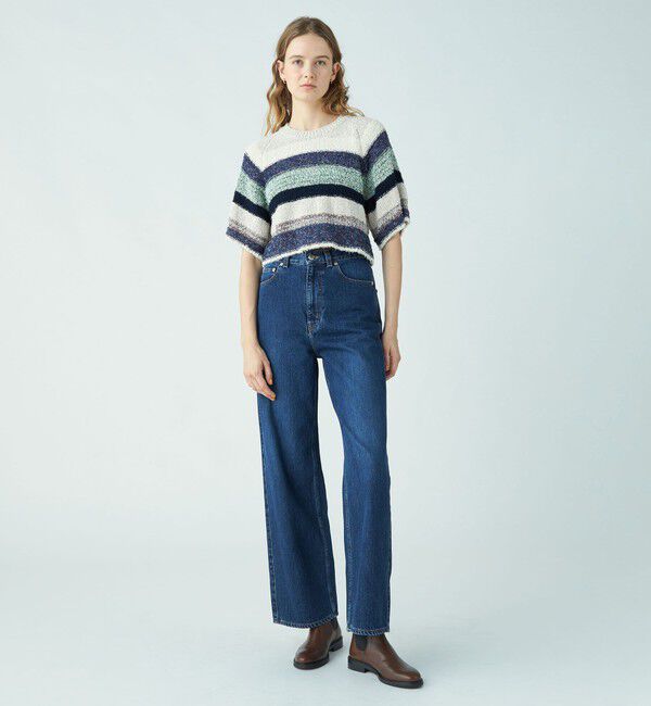 MACPHEE「ツイードボーダー ハーフスリーブプルオーバー」|ニット・セーター|