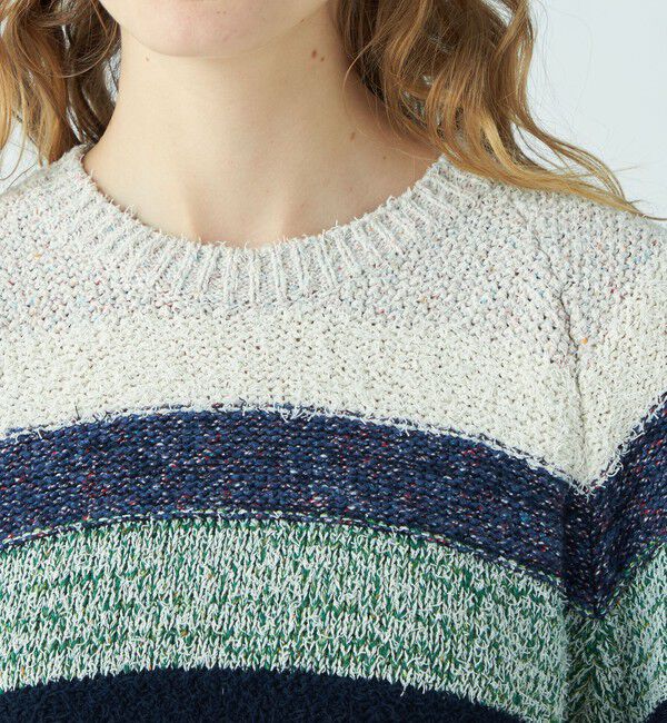 MACPHEE「ツイードボーダー ハーフスリーブプルオーバー」|ニット・セーター|