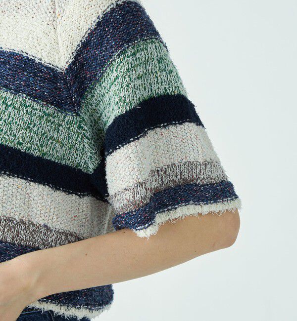 MACPHEE「ツイードボーダー ハーフスリーブプルオーバー」|ニット・セーター|