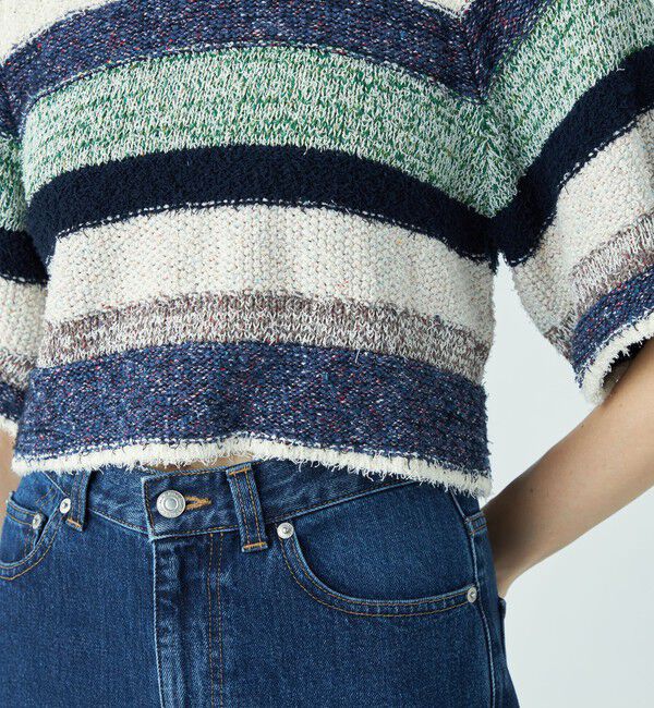 MACPHEE「ツイードボーダー ハーフスリーブプルオーバー」|ニット・セーター|