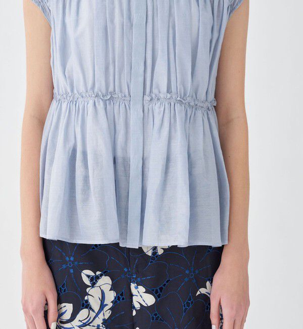 コットンシルク シャーリングペプラムブラウス　トゥモローランド TOMORROWLAND｜コットンシルク シャーリングペプラムブラウス