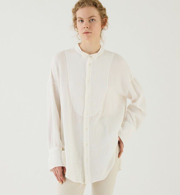 GALERIE VIE「ダブルガーゼ ウィングカラーロングシャツ」|シャツ・ブラウス|
