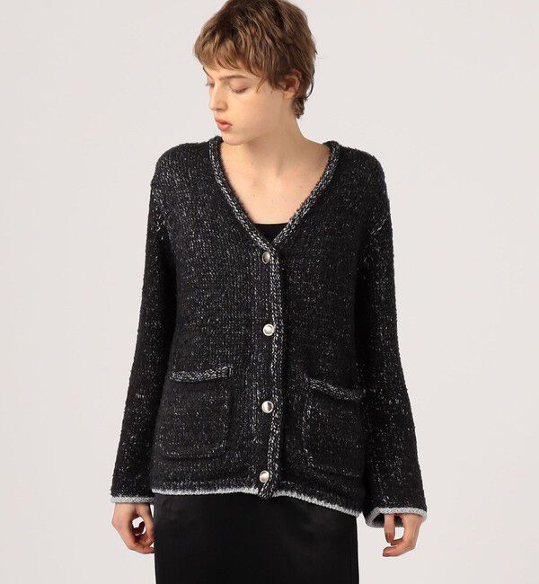 DES PRES「グリッターウールファー Vネックカーディガン」|カーディガン|