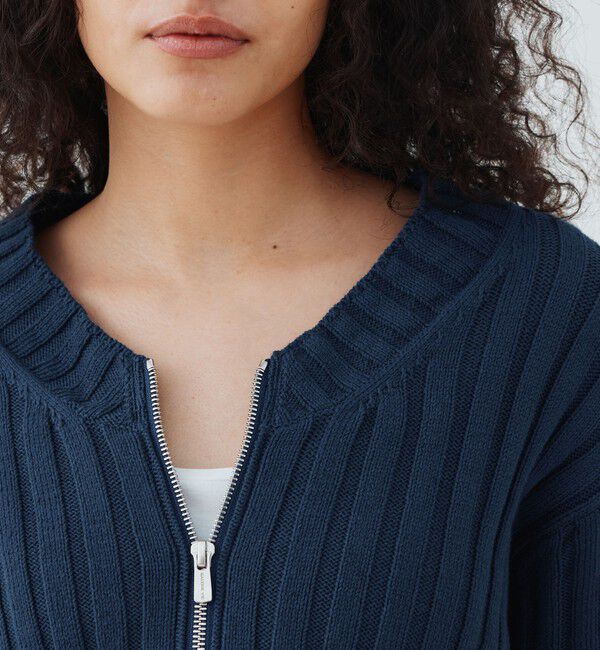 GALERIE VIE「ワイドリブ ジップアップカーディガン」|カーディガン|