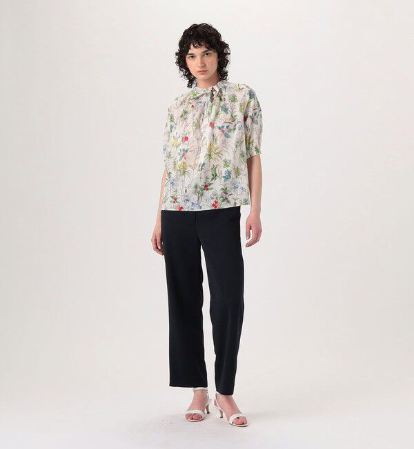 TOMORROWLAND collection「カリビアンバードプリント ギャザーボウタイブラウス」|シャツ・ブラウス|