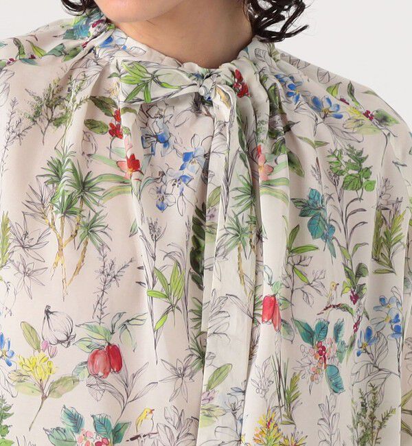 TOMORROWLAND collection「カリビアンバードプリント ギャザーボウタイブラウス」|シャツ・ブラウス|