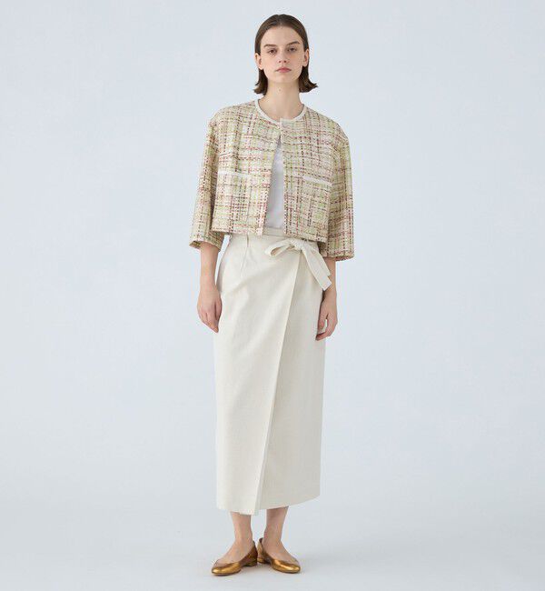 Ballsey「モザイクツイード ショートクルージャケット」|ノーカラージャケット|