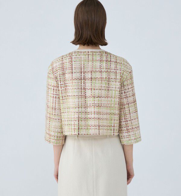 Ballsey「モザイクツイード ショートクルージャケット」|ノーカラージャケット|