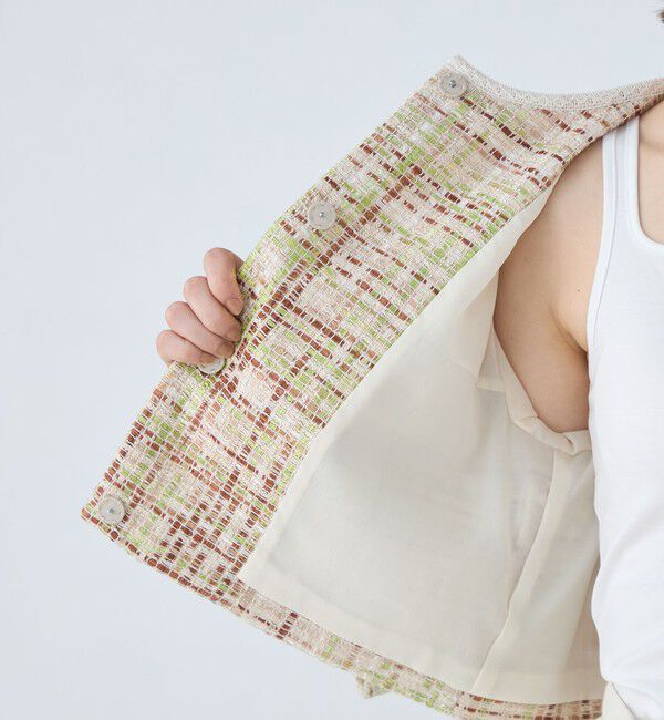 Ballsey「モザイクツイード ショートクルージャケット」|ノーカラージャケット|