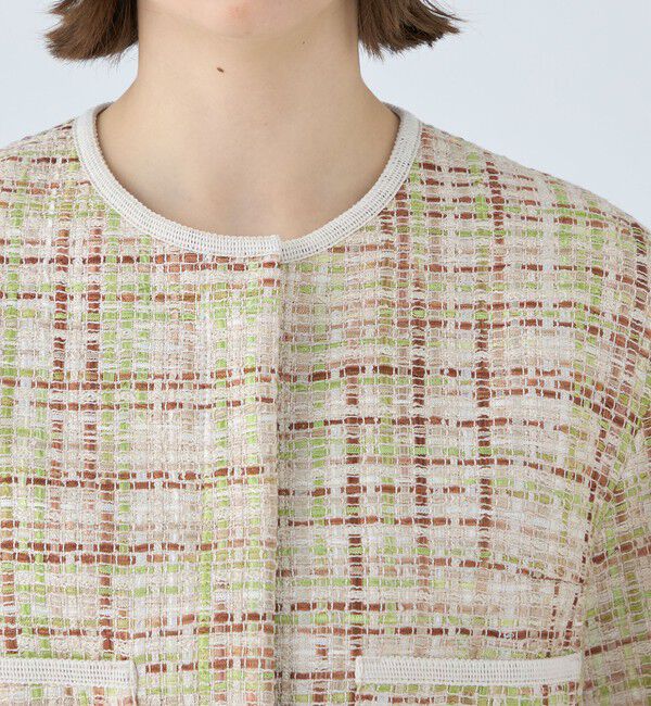 Ballsey「モザイクツイード ショートクルージャケット」|ノーカラージャケット|