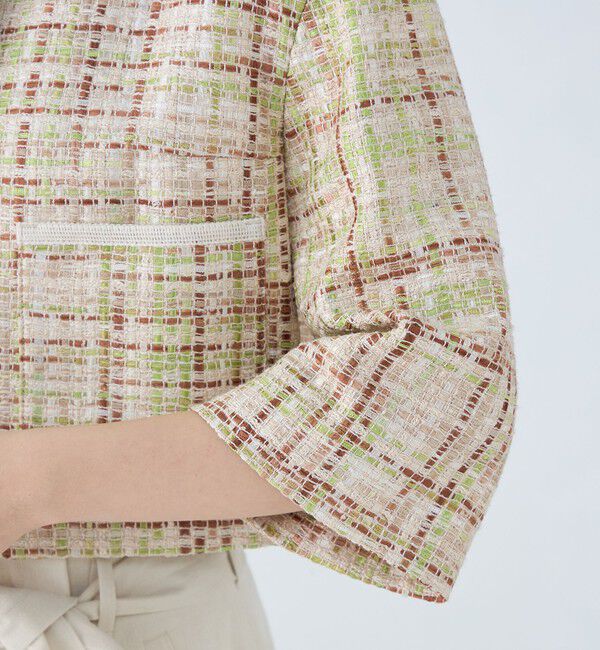 Ballsey「モザイクツイード ショートクルージャケット」|ノーカラージャケット|