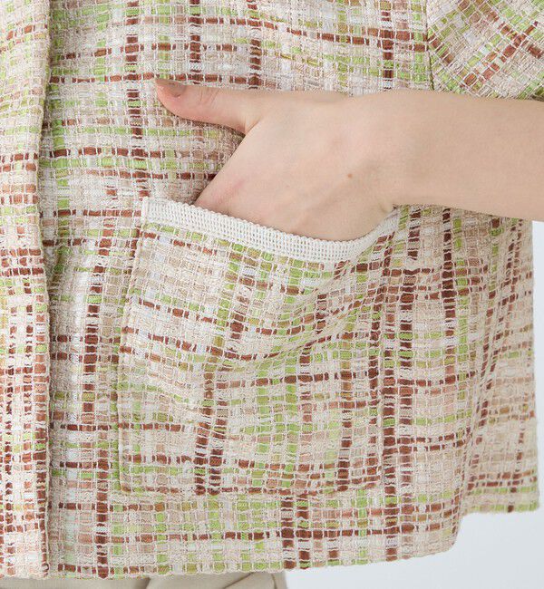 Ballsey「モザイクツイード ショートクルージャケット」|ノーカラージャケット|