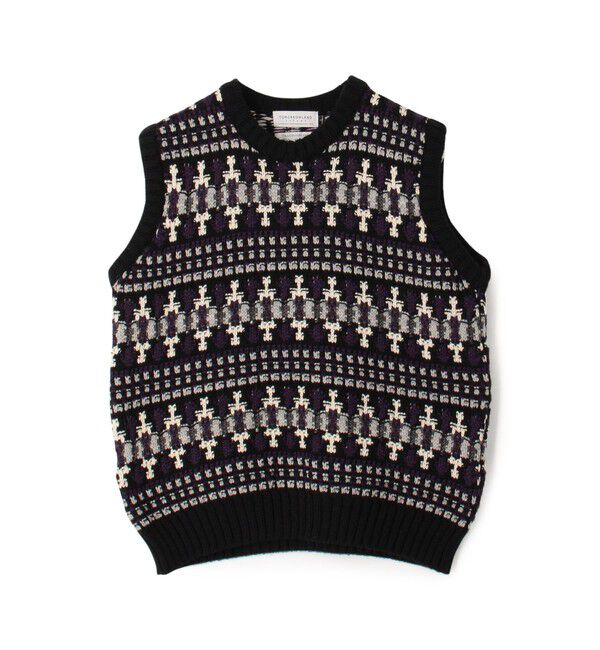 TOMORROWLAND MENS「【別注】Redeux メリノウールフェアアイル柄 クルーネックニットベスト」|ニット・セーター|18 ブラック系