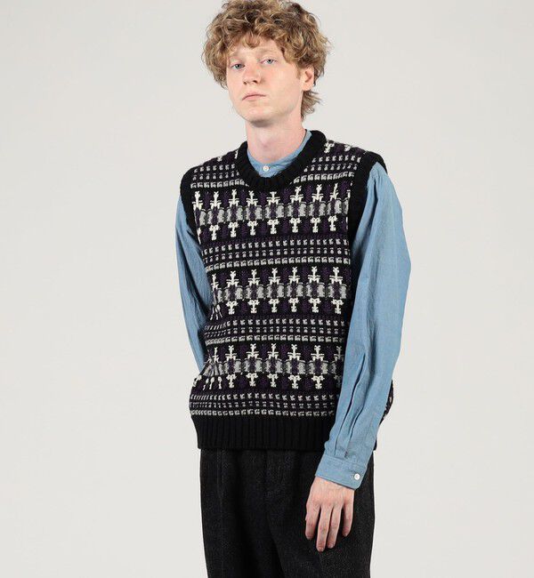 TOMORROWLAND MENS「【別注】Redeux メリノウールフェアアイル柄 クルーネックニットベスト」|ニット・セーター|
