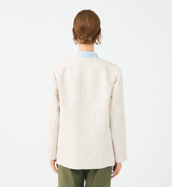 SOULEIADO「ボタニカルジャカード カラーレスジャケット」|ノーカラージャケット|