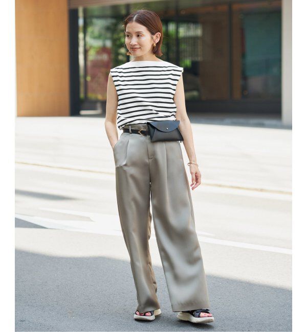 IENA「《追加》SEATTLE 度詰め ボーダー ノースリーブ」|ニット・セーター|