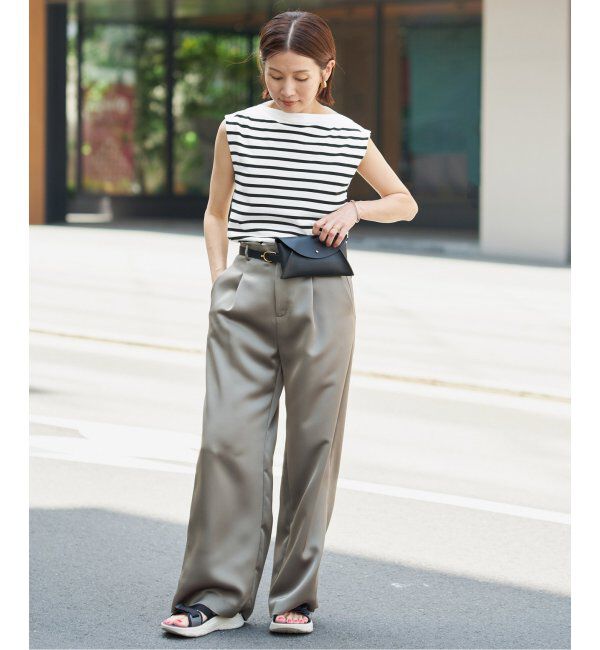 IENA「《追加》SEATTLE 度詰め ボーダー ノースリーブ」|ニット・セーター|