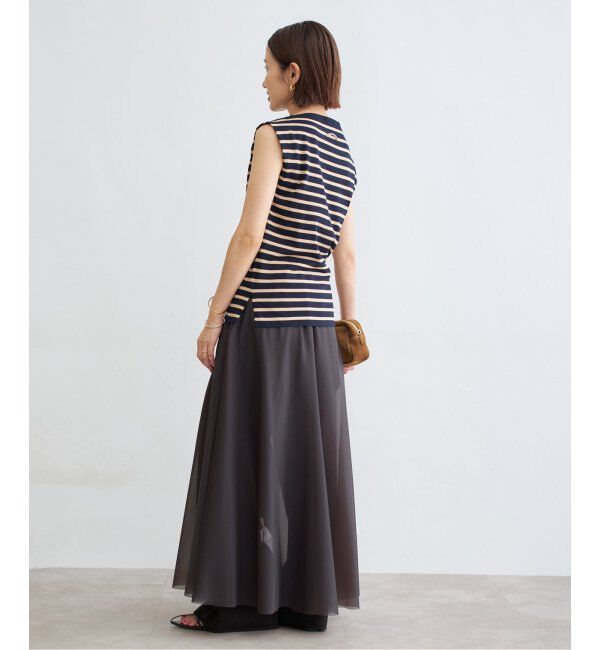 IENA「《追加》SEATTLE 度詰め ボーダー ノースリーブ」|ニット・セーター|