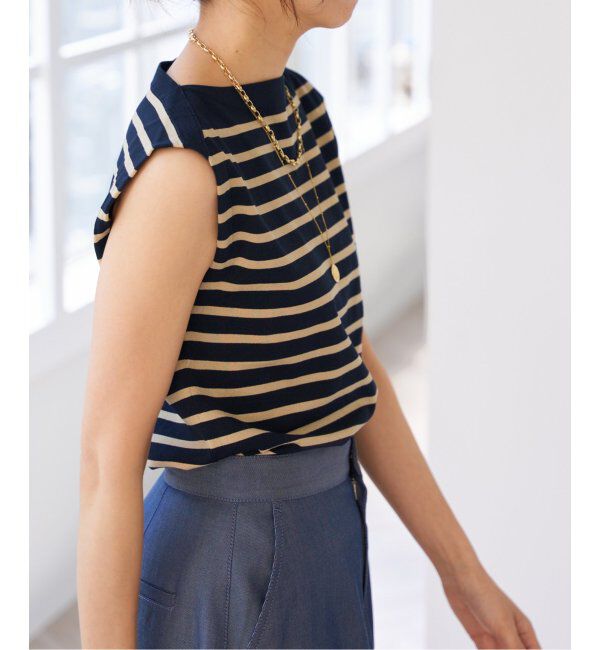 IENA「《追加》SEATTLE 度詰め ボーダー ノースリーブ」|ニット・セーター|