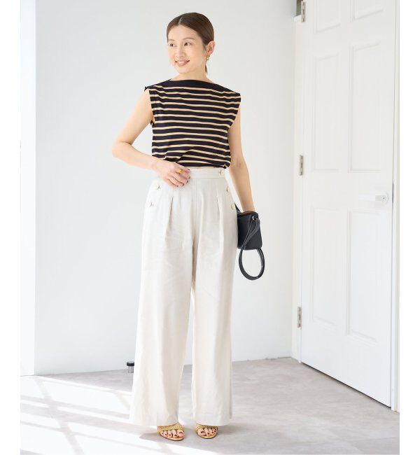 IENA「《追加》SEATTLE 度詰め ボーダー ノースリーブ」|ニット・セーター|